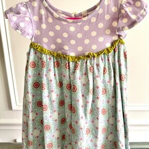 Matilda Jane Good Hart Walloon Lake Pearl Dress Lilac Polka Dot Blue Floral Sz 2